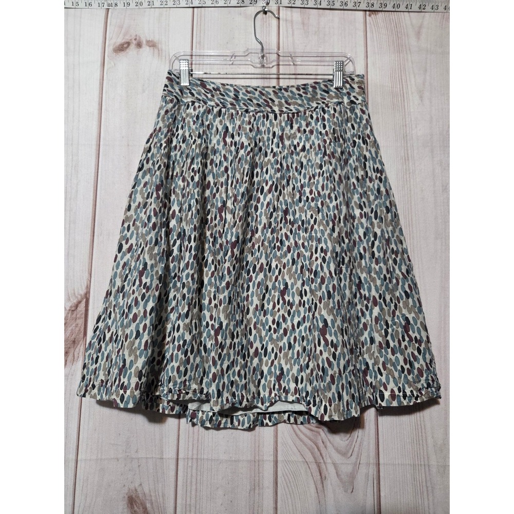 Banana Republic Women Blue Abstract Pebble Print Cotton Silk ALine‎ Skirt Size 4